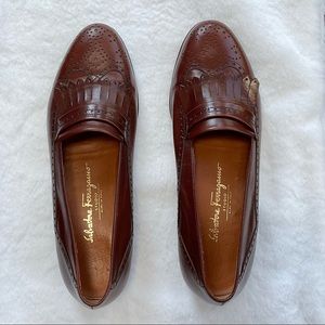 PRICE DROP! Salvatore Ferragamo Brown Wingtip Kiltie Mens 10D.